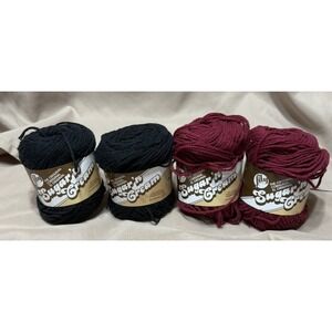 Lily Sugar'nCream Lot of 4 Skeins 3oz Ea‎ 2-Black /2-Wine New 100% Cotton